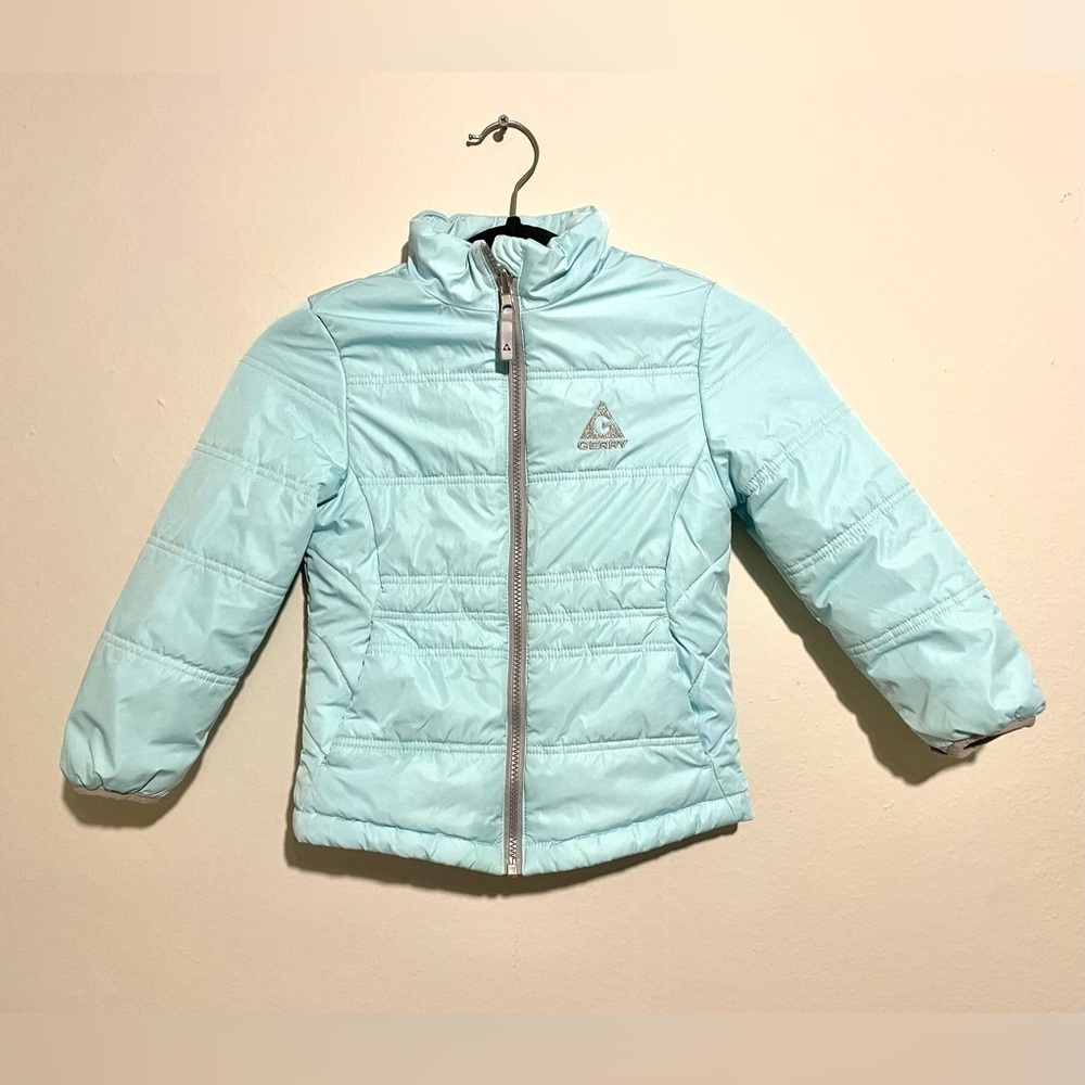 Gerry Girls 5/6 Insulated Snow Puffer Winter Jacket Light Aqua‎ Blue Zip Up